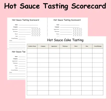 Hot Sauce Tasting Score Card, Fun Spicy Food Party Game Scoresheet, Test Heat Tolerance for Happy Hour Hot Wings Scoville Scale Contest