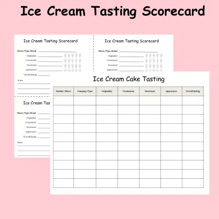 Ice Cream tasting scorecard