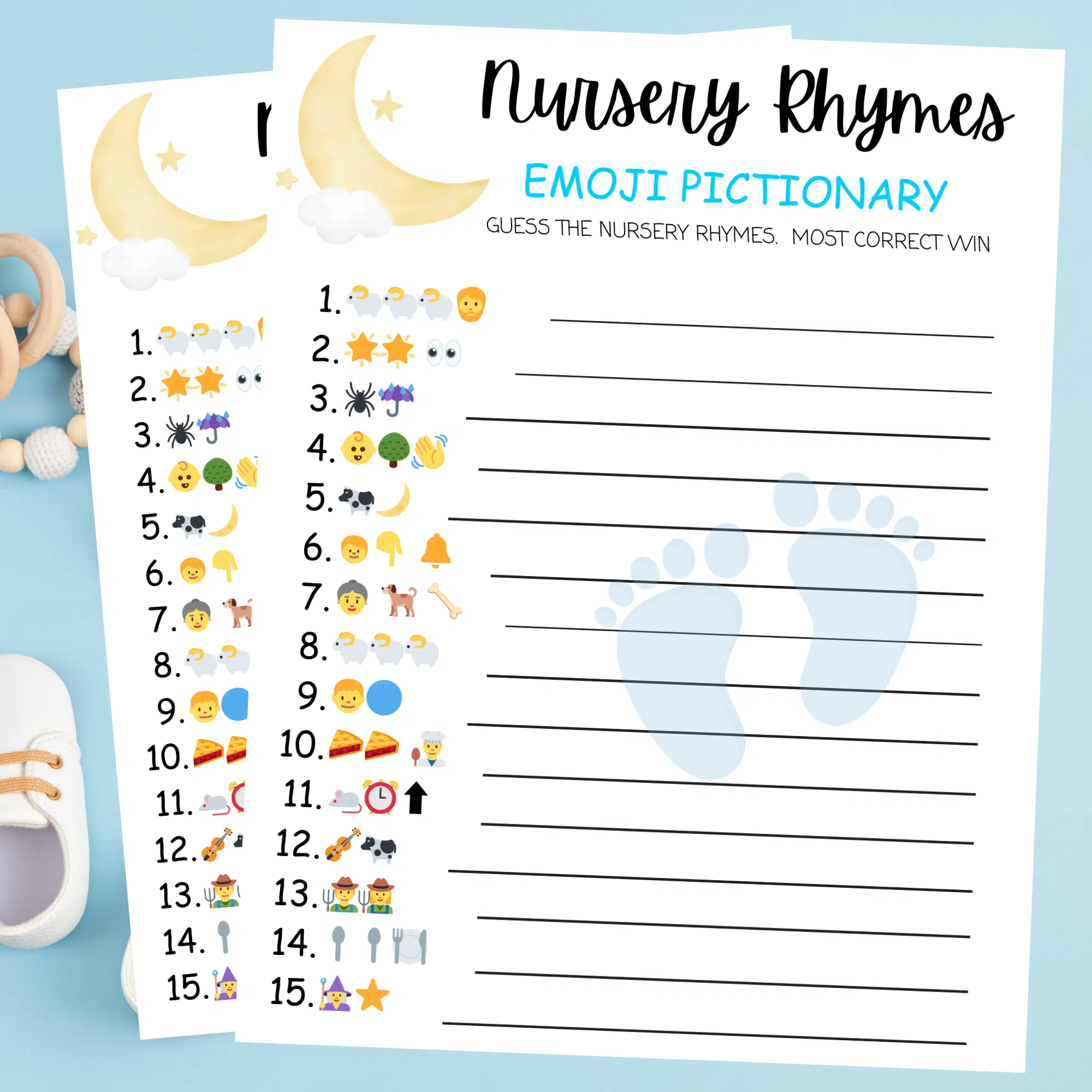 Nursery Rhymes Emoji Pictionary Game Nursery Rhymes Emoji Pictionary Game, Baby Shower Emoji Game, Game for Nursery Rhymes