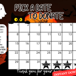 October Halloween pick a date to donate calendar