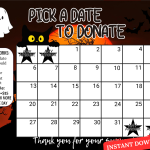 October Halloween pick a date to donate calendar 2024