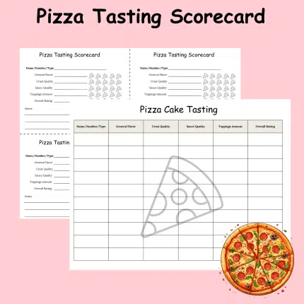 Pizza Tasting Score Card, Best Pizza Contest Scorecard, Teen Sleepover Game, Family Night Pizza Party Activity, Office Party Pizza Friday