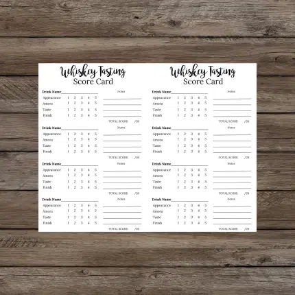 Whiskey tasting scorecard Whiskey tasting notecards