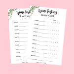 Wine Tasting Score Cards for 10 Wines