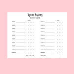 Wine Tasting Score Cards for 20 Wines