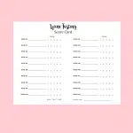 Wine Tasting Score Cards for 20 Wines