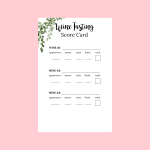 Wine Tasting Score Cards for 3 Wines