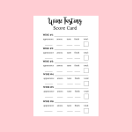 Wine Tasting Score Cards for 6 Wines