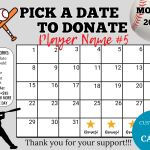 Editable Baseball Fundraiser Calendar, Save The Date Baseball Calendar Fundraiser, Pick a Date to Donate, Fundraiser Calendar, Pay the Date