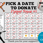 Editable Baseball Fundraiser Calendar, Save The Date Baseball Calendar Fundraiser, Pick a Date to Donate, Fundraiser Calendar, Pay the Date