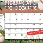 baseball pick a date to donate calendar Fundraiser, pay the date