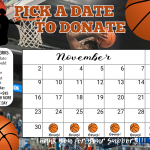 basketball November Pick a Date to Donate Calendar Fundraiser