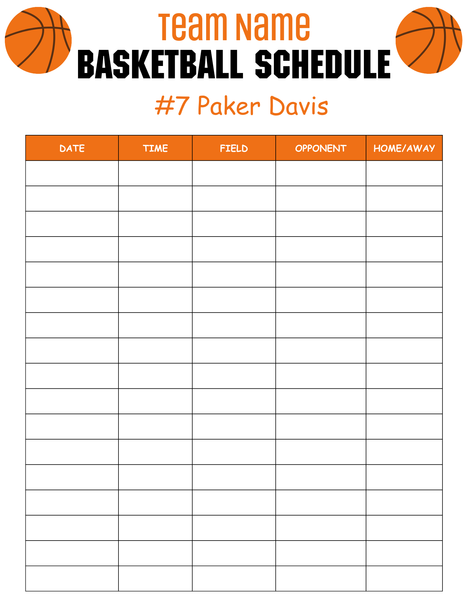 Editable Basketball Practice Schedule Template Pdf (Instant Download)