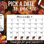 football November Pick a Date to Donate Calendar Fundraiser