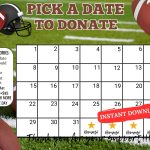 football pick a date to donate calendar Fundraiser, pay the date