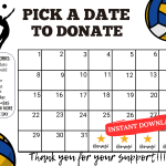 Volleyball pick a date to donate Fundraiser calendar,pay a date