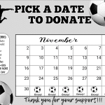 soccer November Pick a Date to Donate Calendar Fundraiser