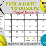 Editable Softball Fundraiser Calendar, Save The Date Softball Calendar Fundraiser, Pick a Date to Donate, Fundraiser Calendar, Pay the Date