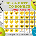 Editable Softball Fundraiser Calendar, Save The Date Softball Calendar Fundraiser, Pick a Date to Donate, Fundraiser Calendar, Pay the Date