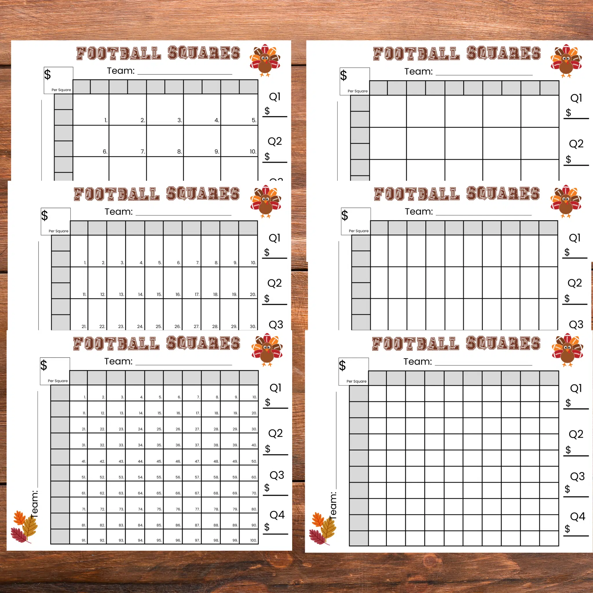 thanksgiving football squares