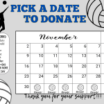 volleyball November Pick a Date to Donate Calendar Fundraiser