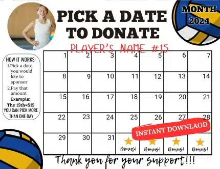 volleyball pick a date to donate calendar Fundraiser, pay the date