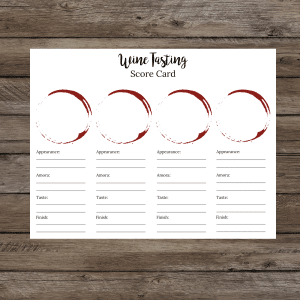 Wine Tasting Placemat Wine Tasting Score Cards