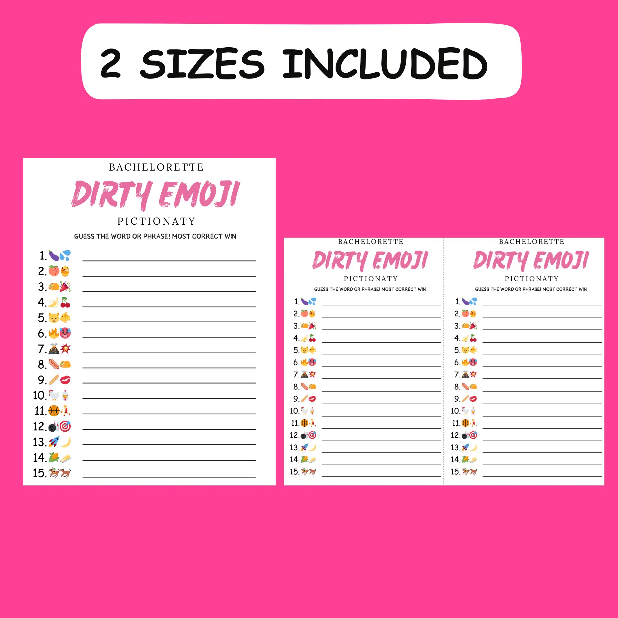 Bachelorette Party Dirty Emoji Pictionary Game PDF Printable (INSTANT DOWNLOAD) - Image 2