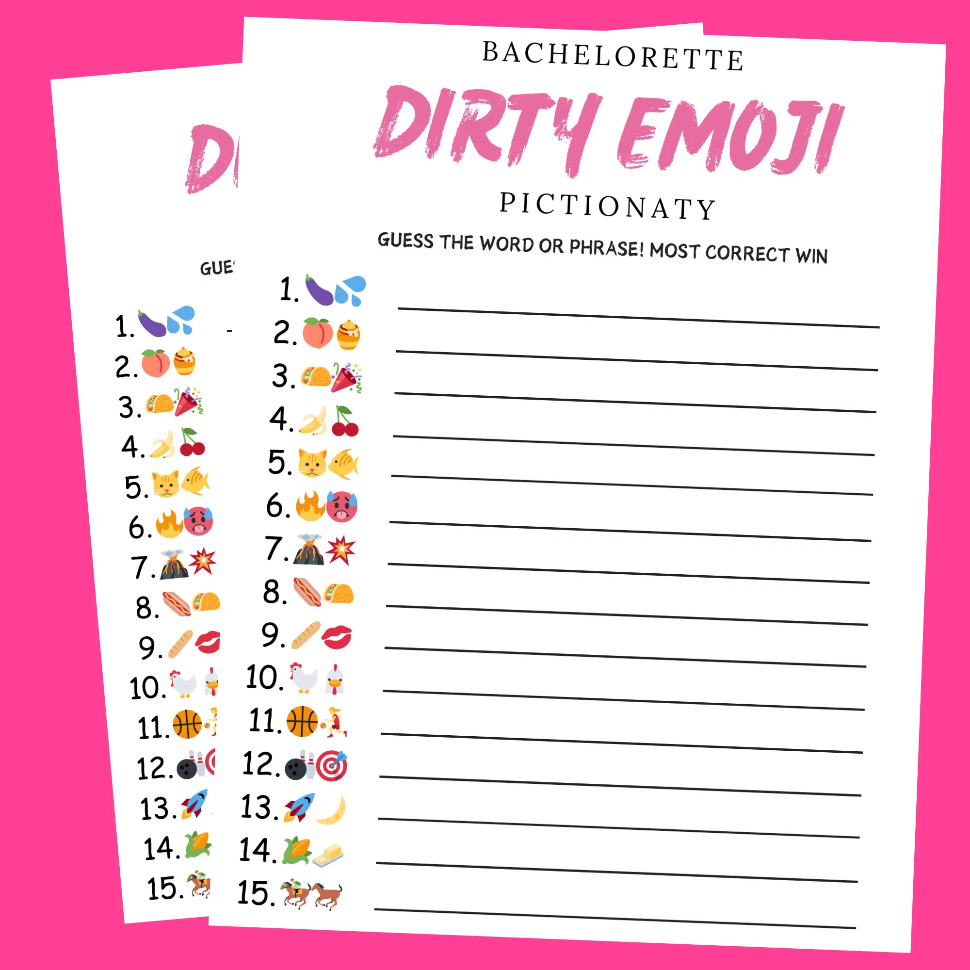 Bachelorette Party Dirty Emoji Pictionary Game