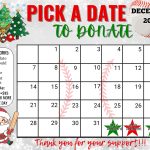 Baseball December Pick a Date to Donate Calendar Fundraiser