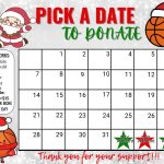 Basketball December Pick a Date to Donate Calendar Fundraiser