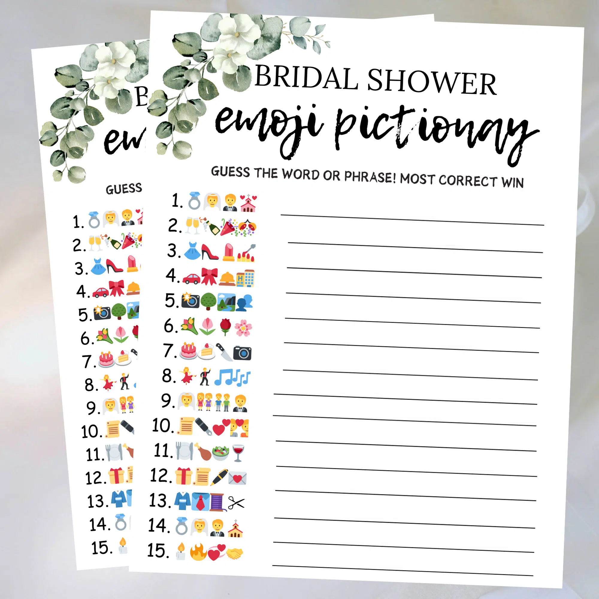 Bridal Shower Emoji Pictionary Game