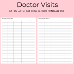 Doctor Visits Tracker Printable Template