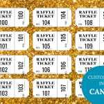 Editable Gold Glitter Numbered Raffle Tickets
