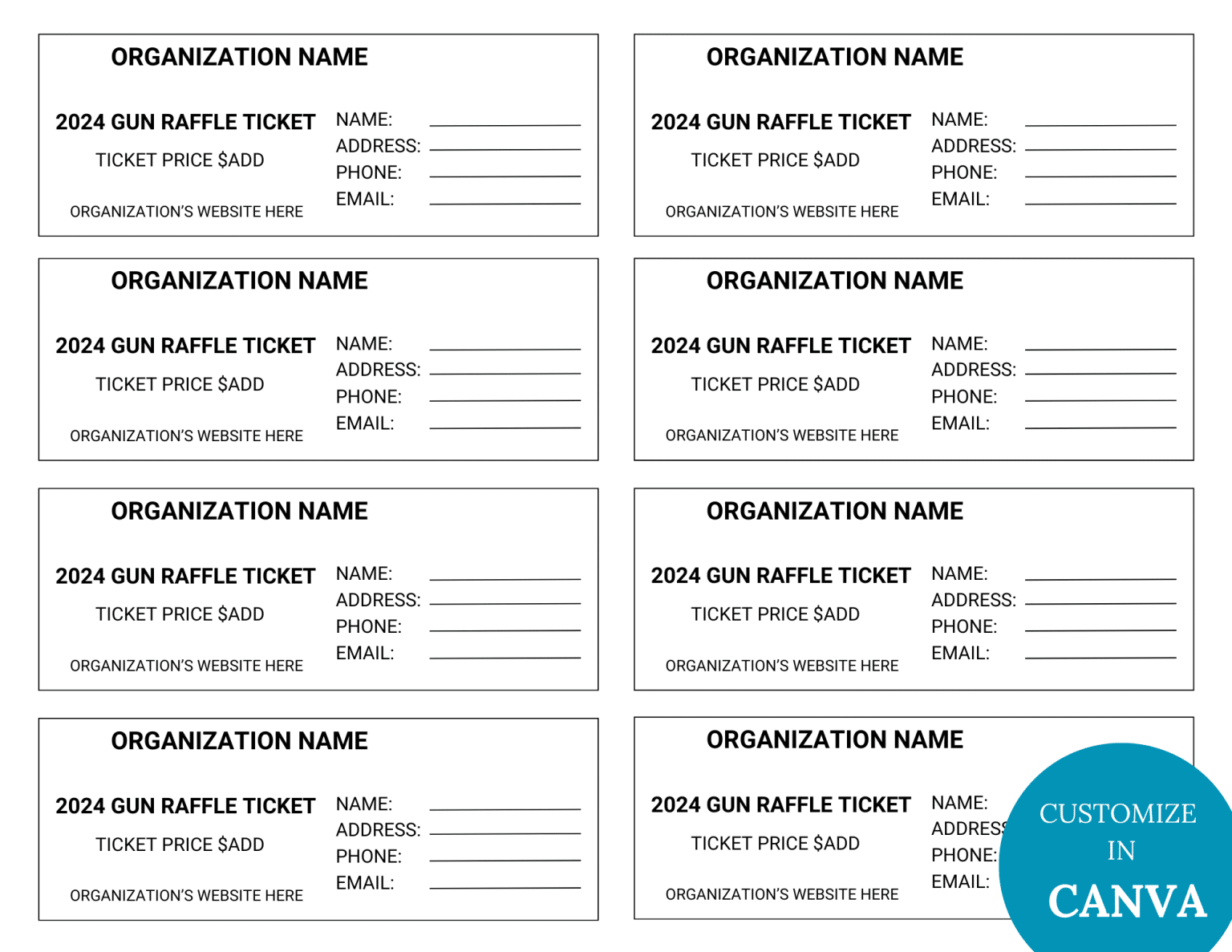 Editable Gun Raffle Ticket