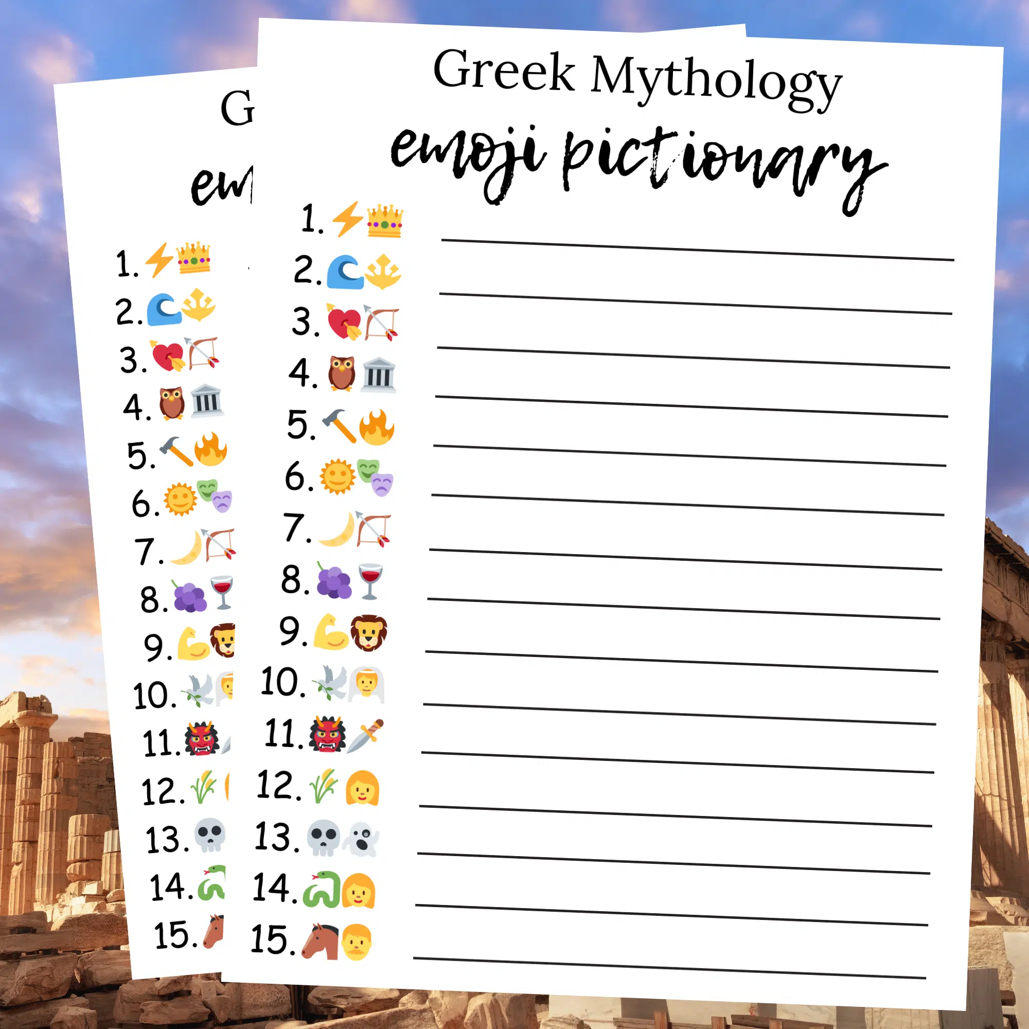 Greek Mythology EMOJI Pictionary game