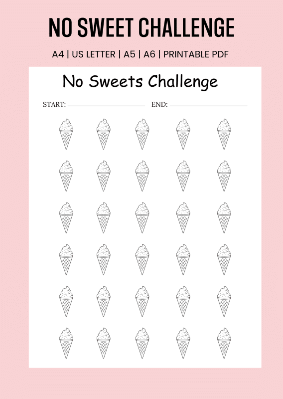 No Sweets Challenge Printable Tracker