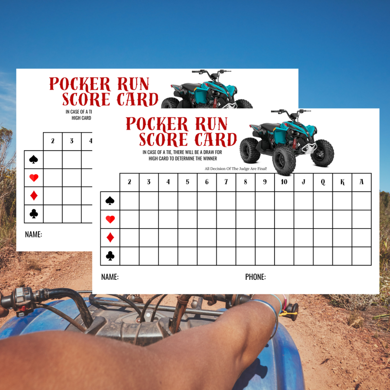 Poker Run Score Card