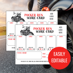 Poker Run Score Card