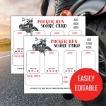 Poker Run Score Card (4 card)