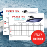 Poker Run Score Card Boats