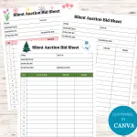 Silent Auction Bid Sheet