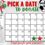 Soccer December Pick a Date to Donate Calendar Fundraiser