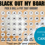 Volleyball black out my board, pick a date to donate, Fundraiser, pay the date, calendar, Volleyball fundraiser, 50