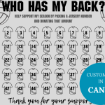 Volleyball fundraiser, fundraiser calendar, who has my back, pick a date, black out board, pick a date, color fundraiser, pay the day