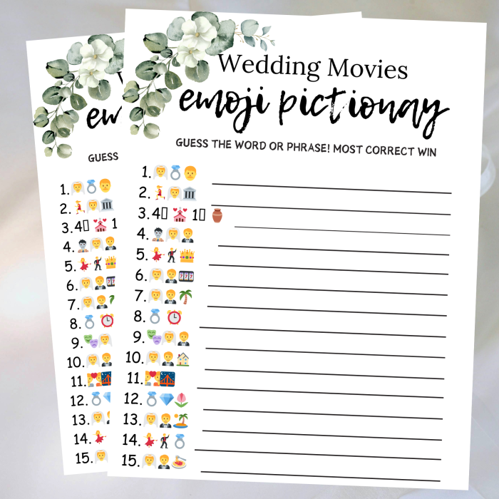 Wedding Movie Emoji Pictionary Game Bridal Shower