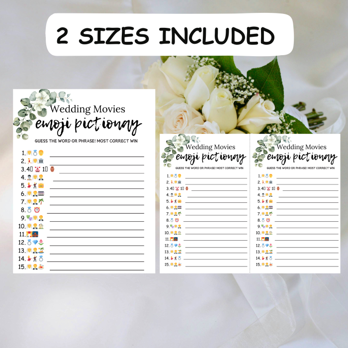 Wedding Movie Emoji Pictionary Game Bridal Shower
