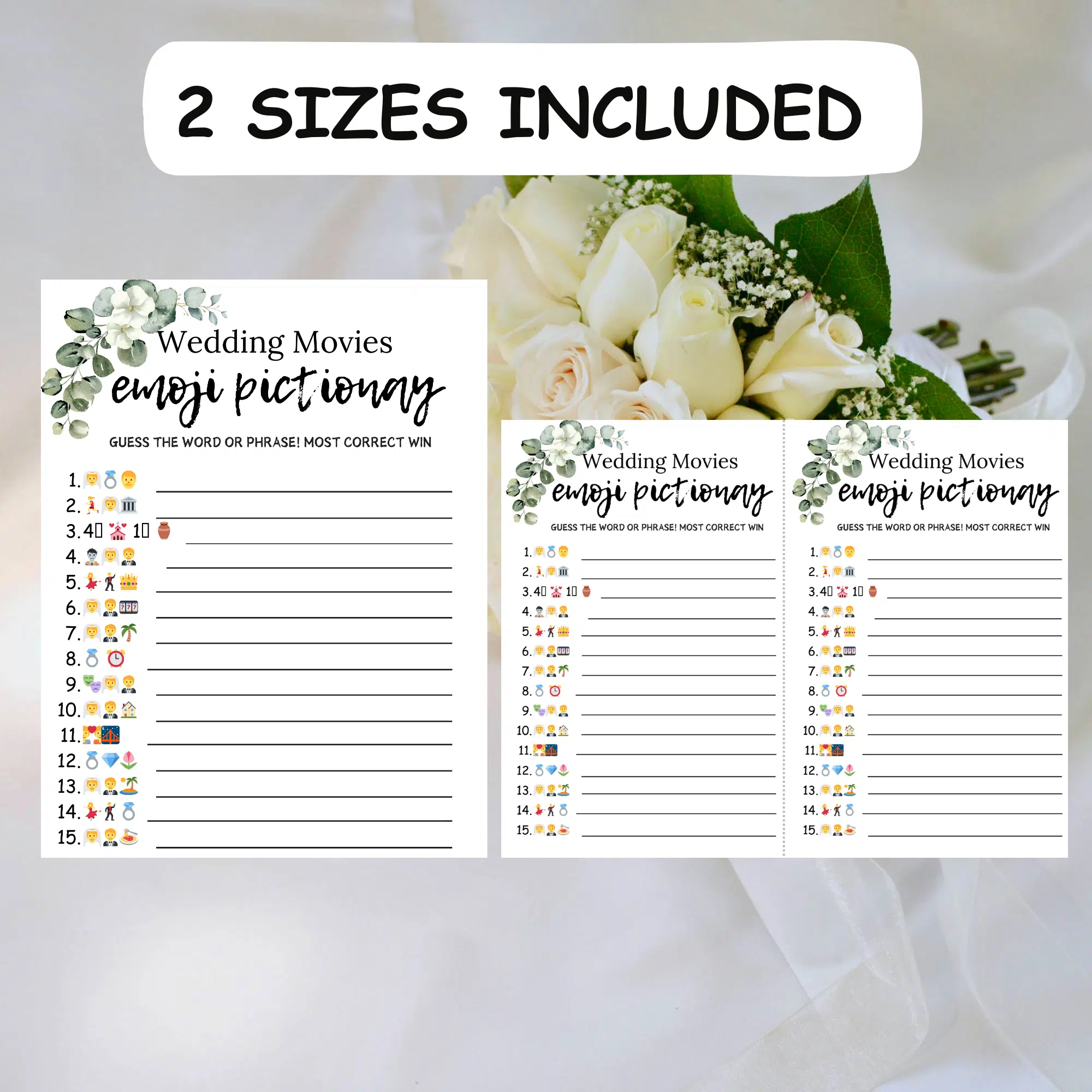 Wedding Movie Emoji Pictionary Game Bridal Shower