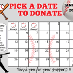 baseball January Pick a Date To Donate Fundraiser