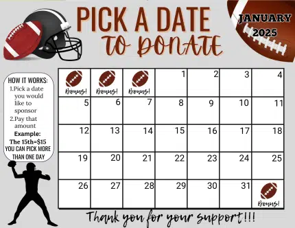 football January Pick a Date To Donate Fundraiser